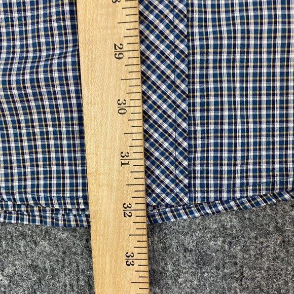 Ex Officio Mens Shirt XL Blue Plaid Long Sleeve Hiking Vented Pockets Snap Front - Picture 2 of 12